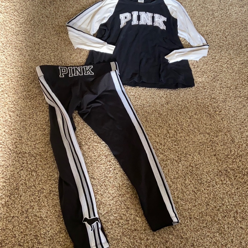 PINK matching shirt and yoga pants